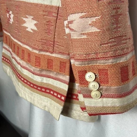 Made in Italy, (+) people.Blazer women medium.Linen,cotton,embroidered,Aztec,EC - Picture 7 of 16